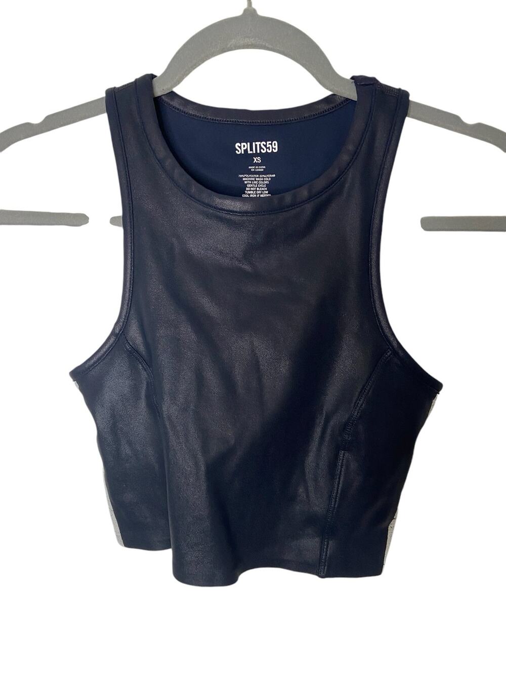 Splits59 Cropped Activewear Tank Top Faux Leather Athleisure Gorpcore Workout XS